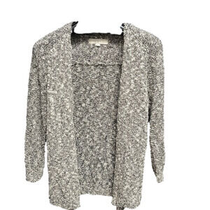 Loft- black and white open front cardigan